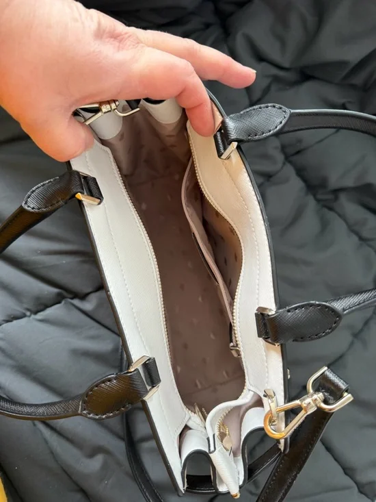 kate spade New York Two-Tone Tan & White Leather Satchel - Picture 3 of 5